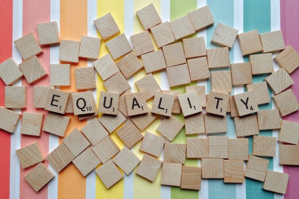 wooding letters spelling out equality