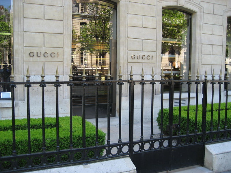 Gucci store behind railings